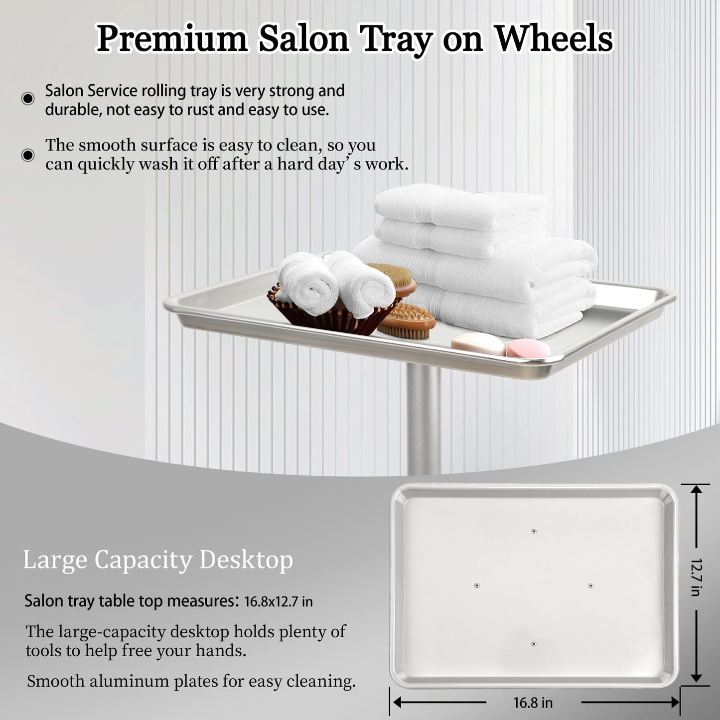Salon Señor Salon Tray Cart,Instrument Tattoo Trolley Tray with Wheels,Height Adjustble Hair Color Storage Tray Cart