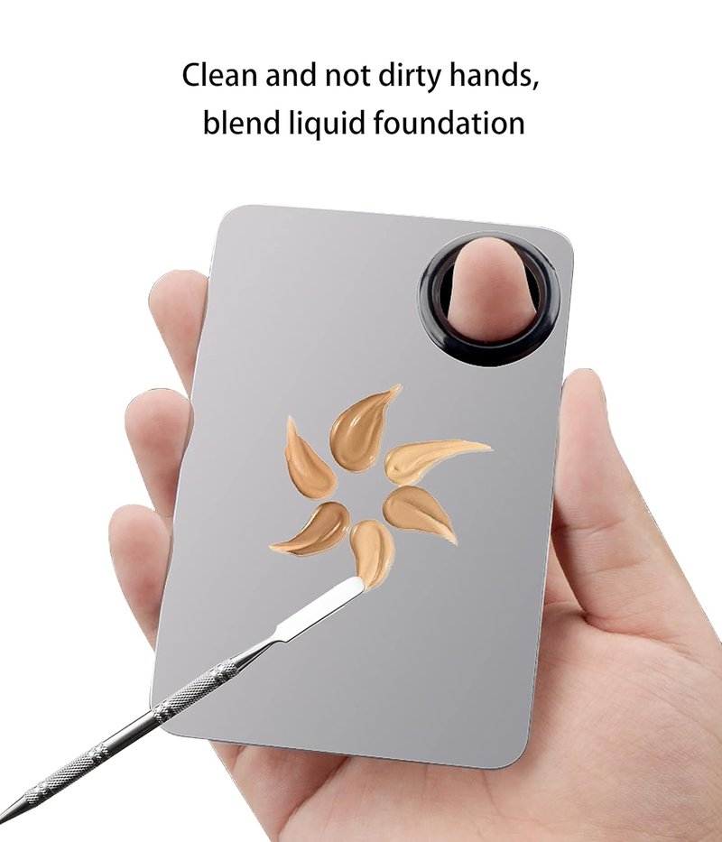Makeup Mixing Palette - Stainless Steel Artist Tool for Foundation, Eyeshadow & Nail Art | 2PCS