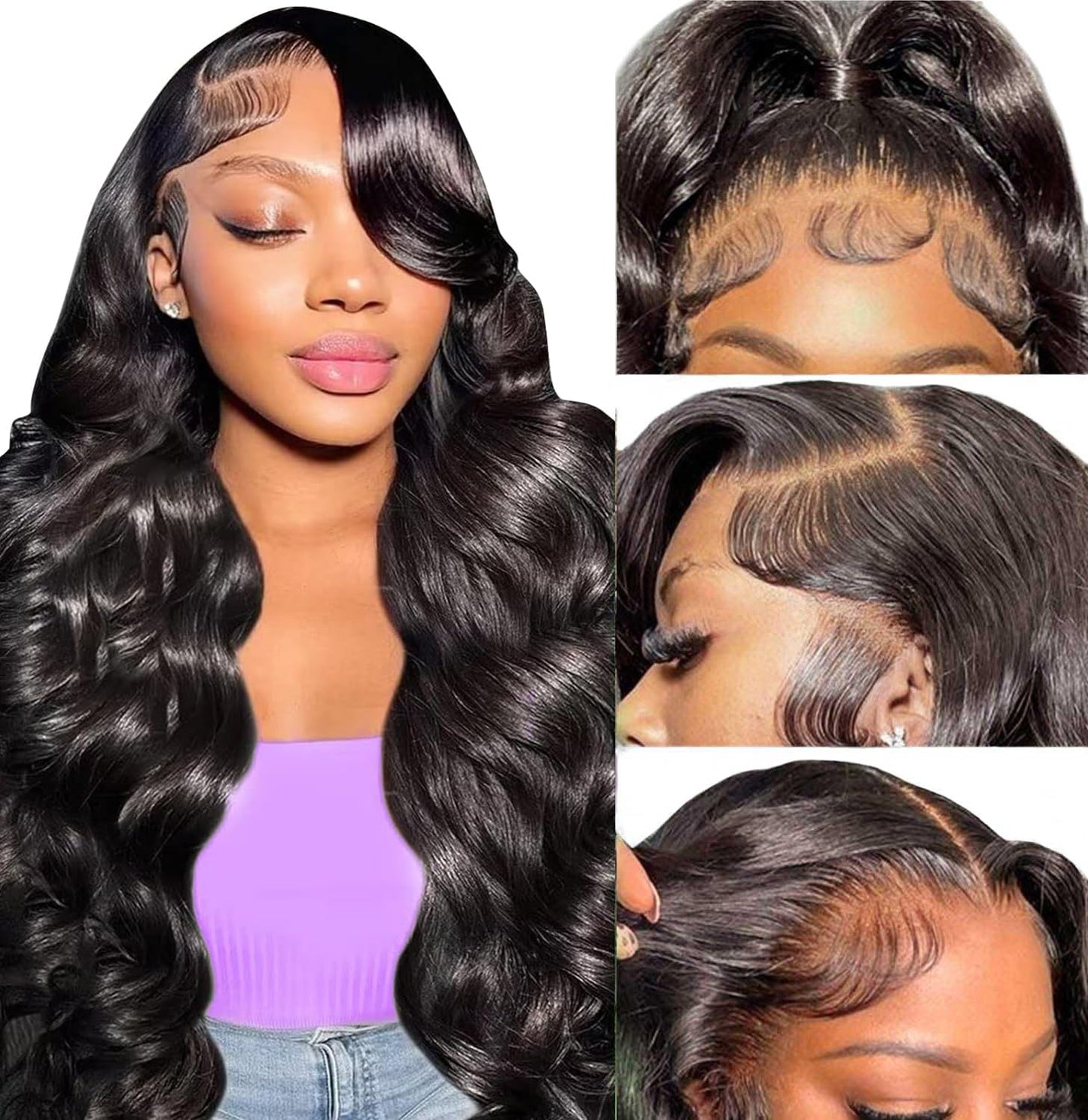 IUPin 250% Density 13x6 HD Lace Front Wigs Human Hair 28 Inch Body Wave Lace Frontal Wigs for Black Women HD Transparent Lace Wear and Go Glueless Wigs Human Hair Pre Plucked with Baby Hair