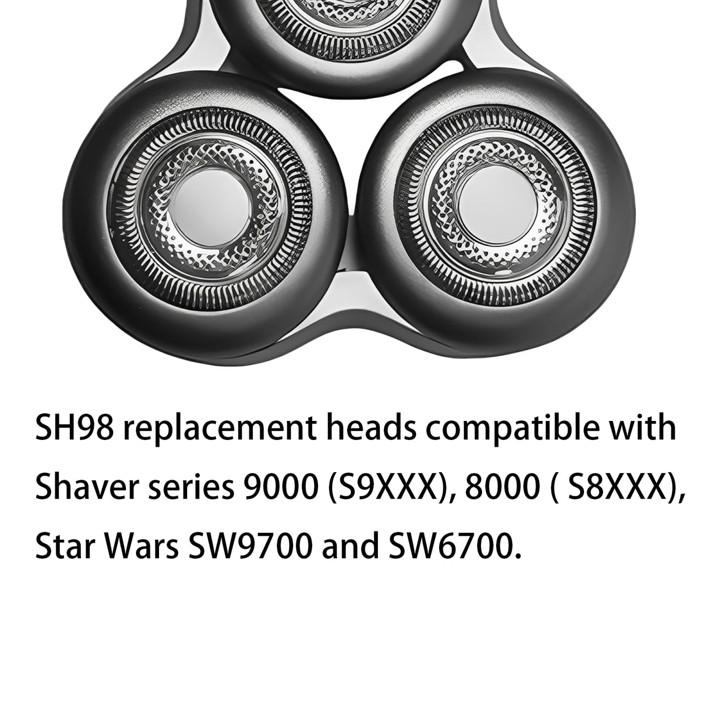 SH98 Replacement Shaver Heads Compatible with Philipss Norelcos S9000 Replacement Blades,SH98 Heads for Philips Norelcos Electric Razors S9000 Prestige (SP98xx) SP9800 (Gray)