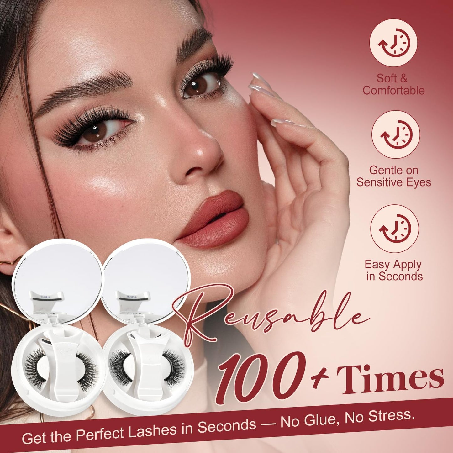 Higu clace Magnetic Eyelashes with Applicator 2 Pairs Magnetic Eyelashes No Glue Needed Reusable Magnet Lashes Natural Look Easy to Wear and Remove(NZH-A+C)