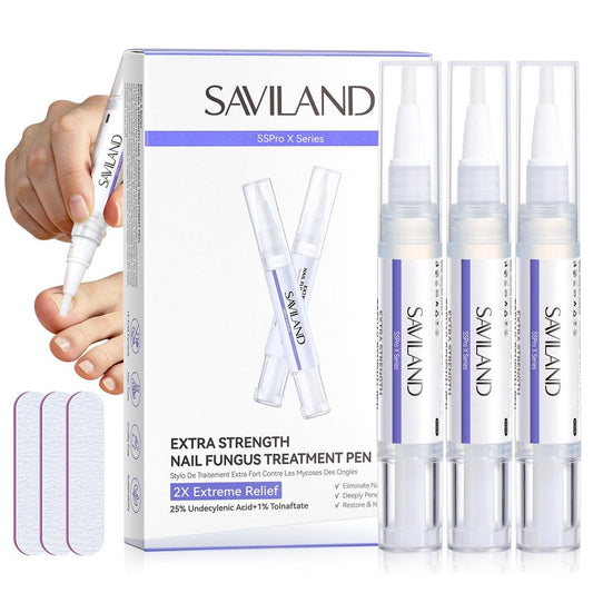SAVILAND Toenail Fungus Pen Extra Strength FSA-HSA: Nail Fungus Pen 2X Extreme Nail Repair for Damaged Yellow Discolored Thick Foot Toe Nails Softener Treatment 25% Undecylenic Acid 1% Tolnaftate