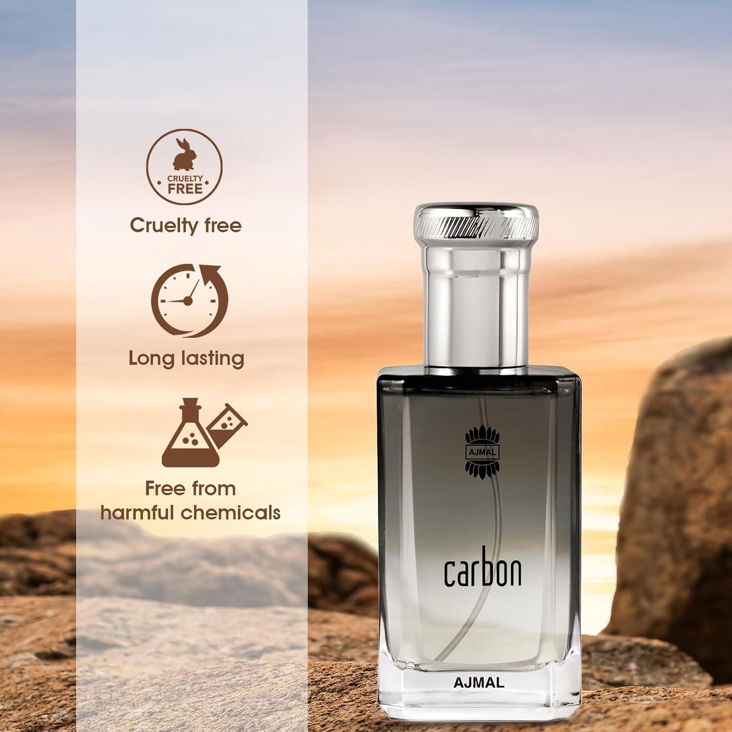 Ajmal Carbon Eau de Parfum for Men - Fresh Woody Aromatic Cologne | Long-Lasting Citrus, Lavender & Musk Fragrance - 3.4 fl oz / 100 ml