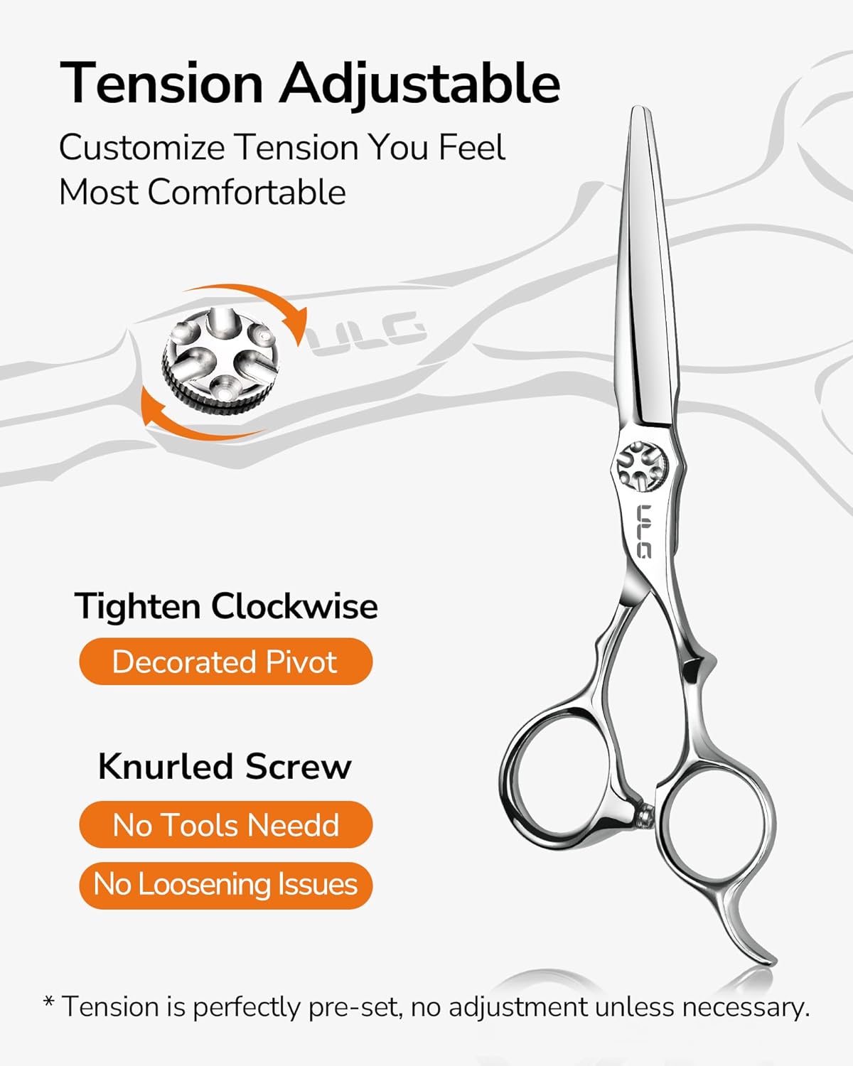 Professional Hair Cutting Scissors - 6.7” Japanese 440C Stainless Steel Barber Shears | Ergonomic Handle & Adjustable Tension