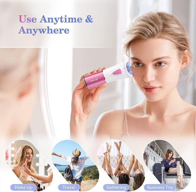 Mini Epilator, Facial Hair Remover for Women, Full Body Smooth Glide Epilator, Portable Electric Lady Shaver for Face, Armpits, Arms, Bikini, and Legs, with 9-Tweezers with LED for Precision