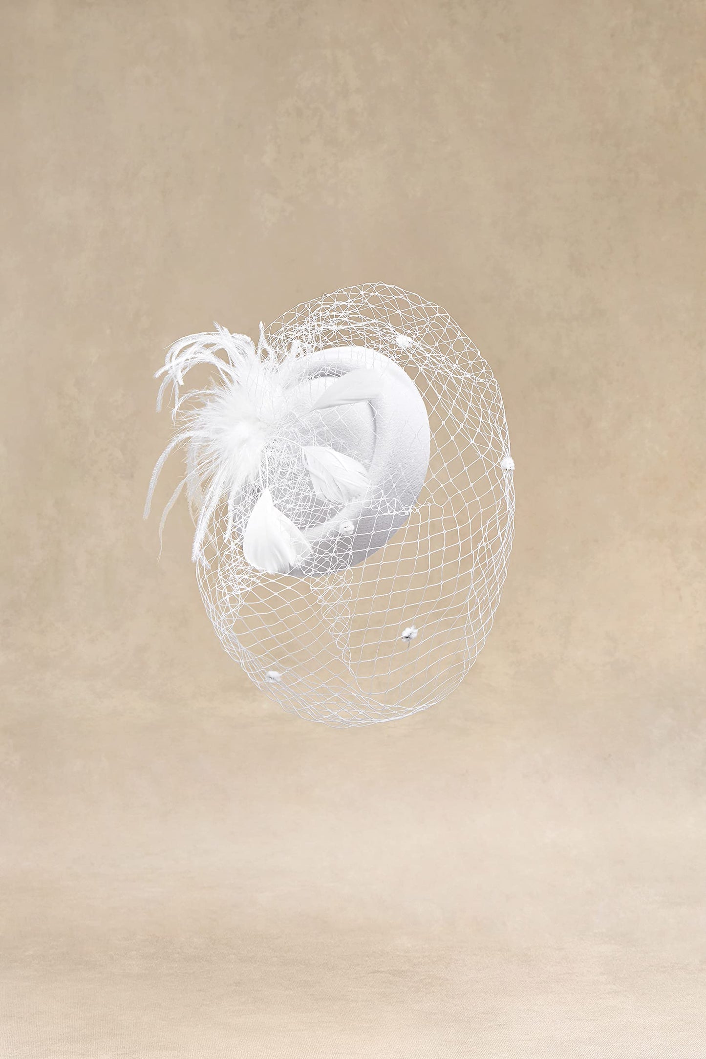 BABEYOND Fascinator Hat Veil Feather Fascinators Hair Clip Tea Party Pillbox Derby Hat Fascinator Bridal Wedding White