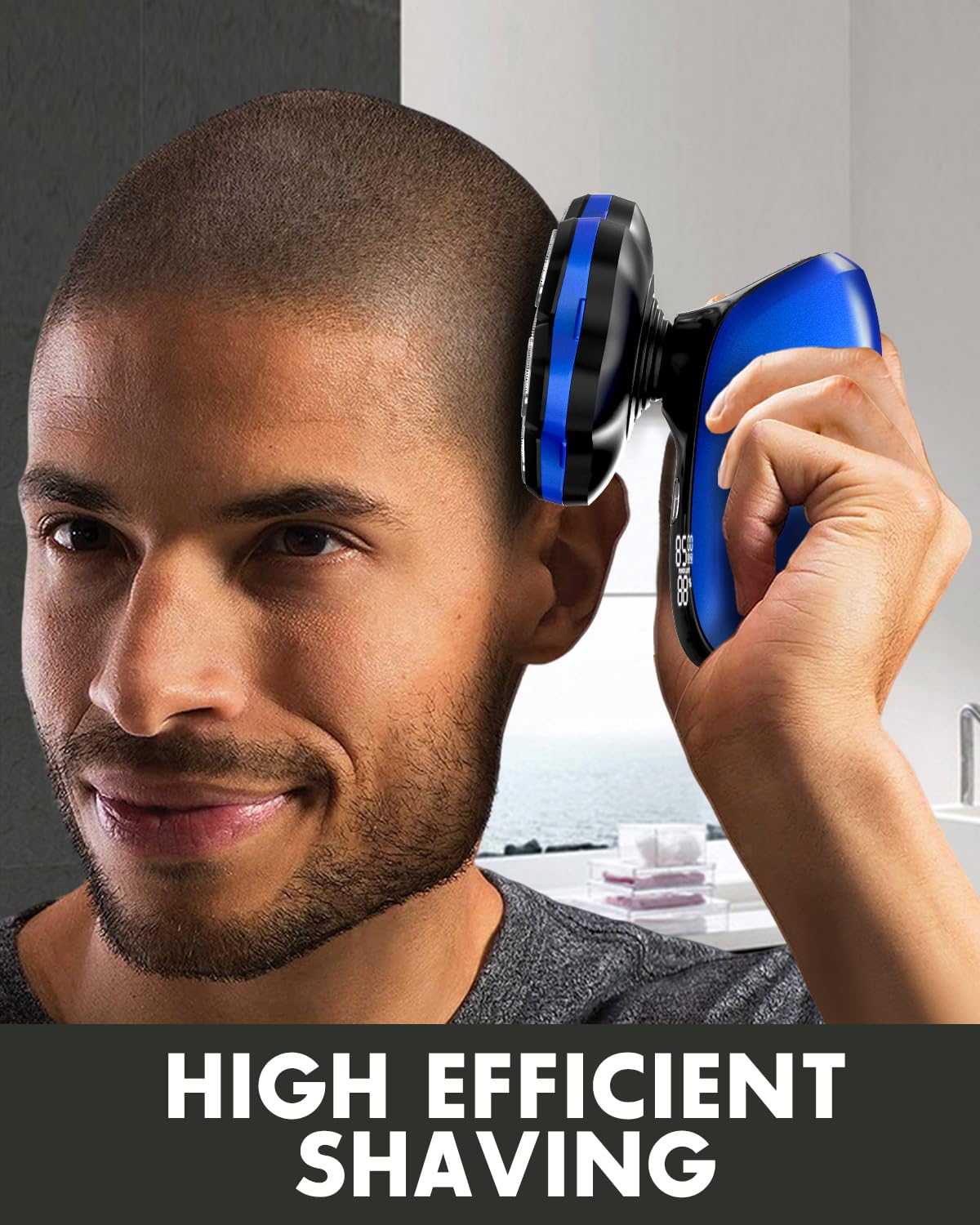 LOBINH Head Shavers for Bald Men - Magnetic 7D Detachable Head Shaver, 100% Waterproof Wet Dry, Rechargeable Cordless Electric Razor, Rotary Shavers with LED Display, Fast Charging