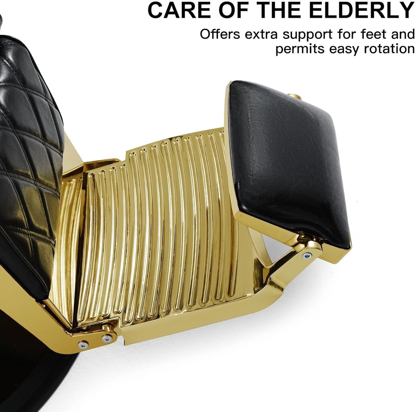 All Purpose Barber Chair - Wide Backrest Reclining Salon Chair for Hair Stylists | Gold Finish