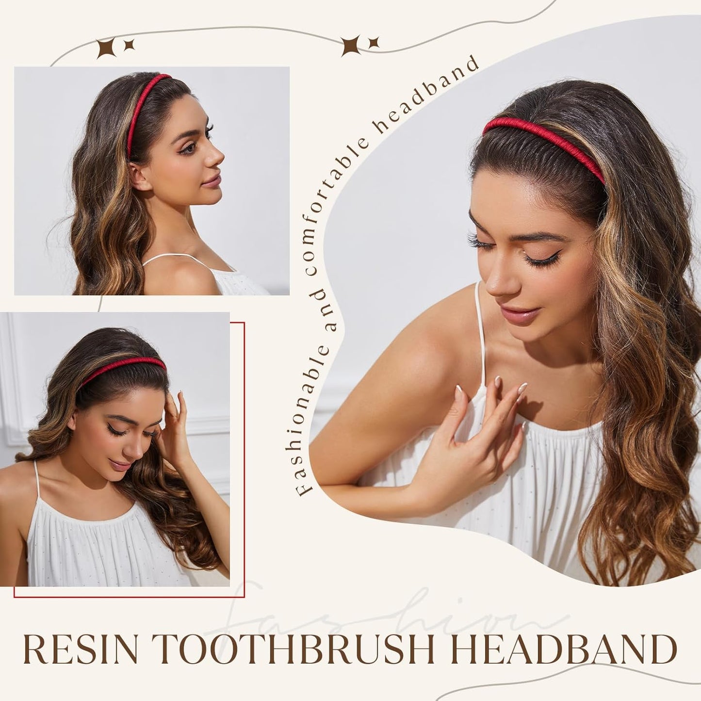 Multicolor Protection Resin Hair Comb & Headband Set - 4 Stylish Colors for Women