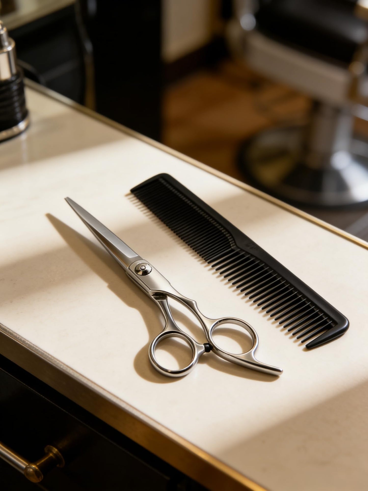 2-Pcs Hair Scissors Set, 6.5-inch Stainless Steel Hair Cutting Scissors Shears and 1 Comb for Pet, Men, Women