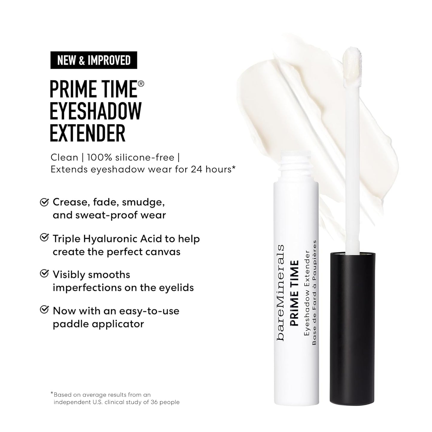 bareMinerals Eyeshadow Extender - Prime & Smooth Eyelids for 24-Hour Crease-Proof, Waterproof Wear
