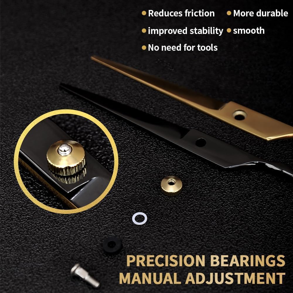 Professional Barber Shears - Stainless Steel Hair Cutting Scissors | Multifunctional Thinning Shears for Men & Women - Black
