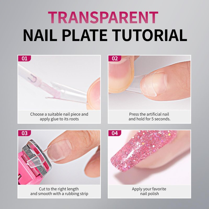 krofaue Natural Acrylic Nail Tips Square - 600PCS Half Cover Coffin False Nails 12 Size with Box for Salon and Home DIY