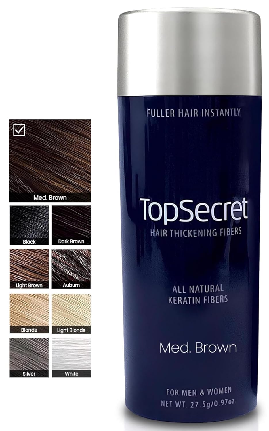 Hair Thickening Building Fibers - Natural & Undetectable Hair Filler for Men & Women | Weather-Resistant (Light Brown, Medium)