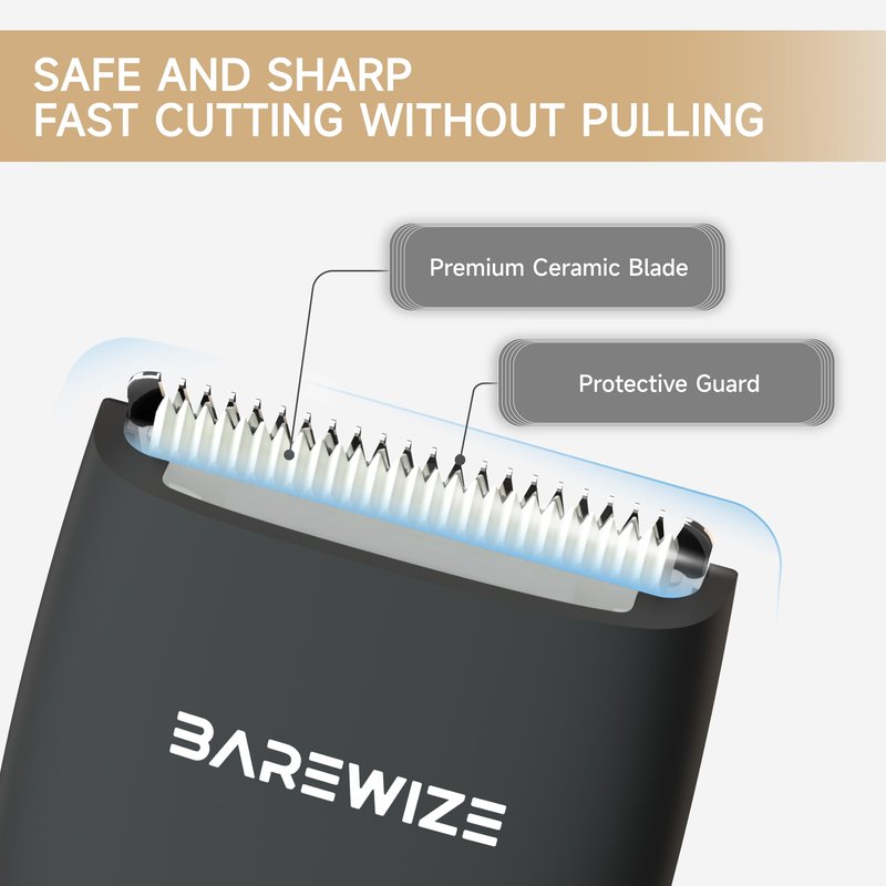 BAREWIZE Body Hair/Pubic Hair Trimmer Replacement Blade | Safety Ceramic Blades, Rust Resistant, Compatible with T050 (1-pack, Raven)