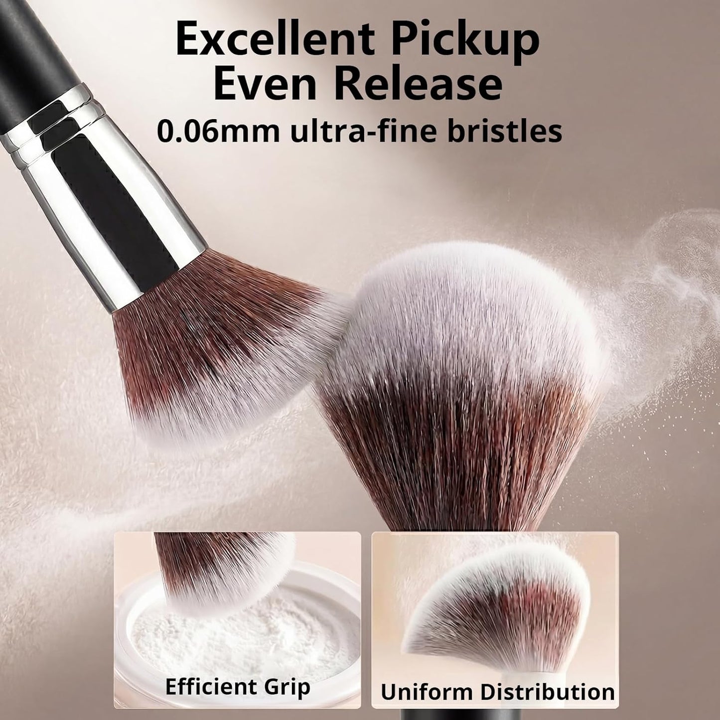 BEAKEY Makeup Brushes Set - Professional Foundation, Eyeshadow & Blush Applicators with 2 Blender Sponges | Beauty Paper Case