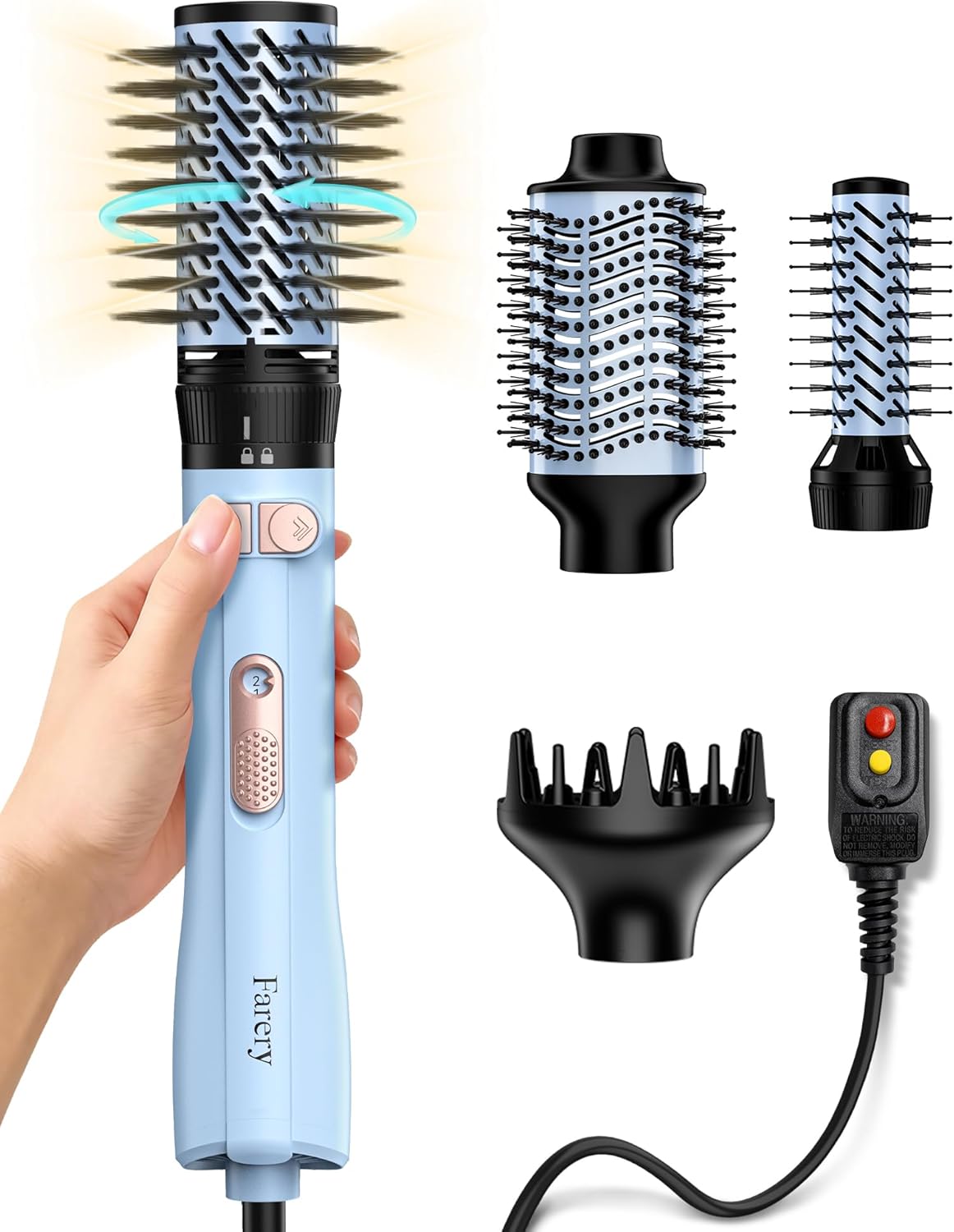 Farery Rotating Hot Air Brush Set - 1000W 4-in-1 Volumizer & Blow Dryer for Fine to Medium-Thick Hair | Smooth, Curl & Style