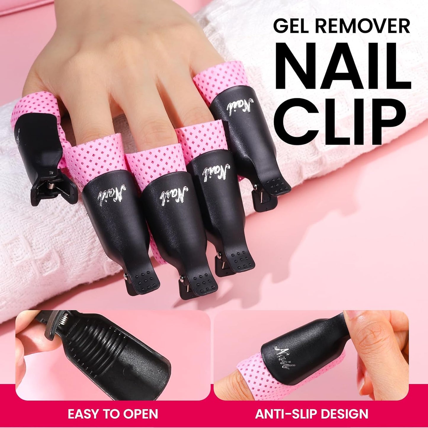 Nail Remover Kit - Complete Soak Off Tools Set with Clips, Wipes, Cuticle Nippers & Buffers | Gel Polish Remover