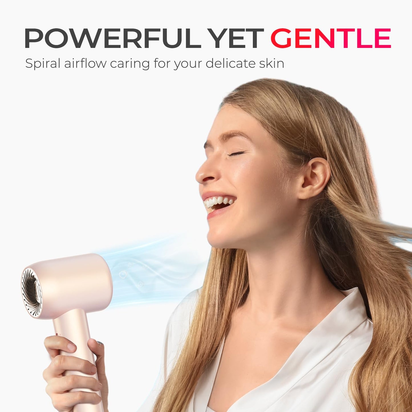 TYMO Ionic Hair Dryer for Women, High Speed Travel Blow Dryer for 5X Faster Drying & 0 Damage, Professional Portable Quiet Hairdryer with 400M Negative Ions, 4 Temps& 2 Speeds, 110,000 RPM, Grey