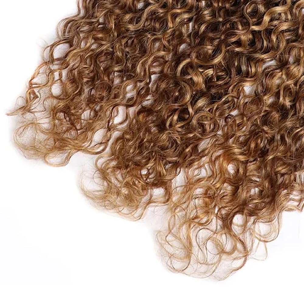 P427 Human Hair Bundles Highlight Water Wave Bundles 18 20 22 inch Dark Brown Human Hair Bundle Brown and Honey Blonde Color 150g