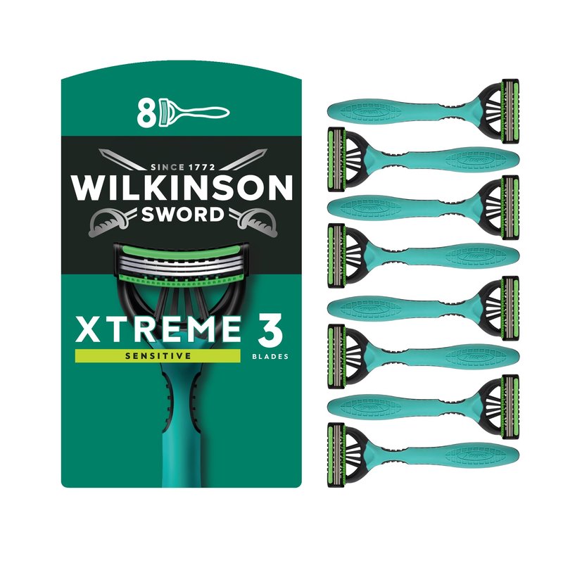 Wilkinson Sword - Xtreme 3 for Men | Sensitive | Pack of 8 Disposable Razors