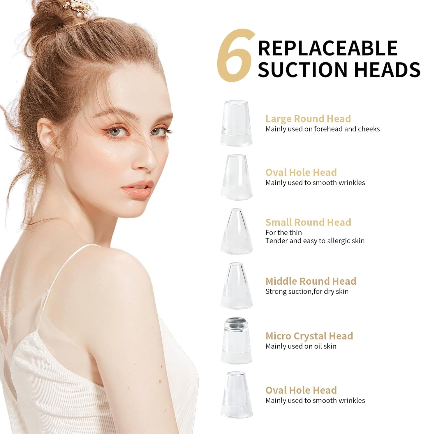 Blackhead Remover Pore Vacuum Cleaner - USB Rechargeable with 3 Suction Levels & 6 Probes | Acne Extractor Tool for Women