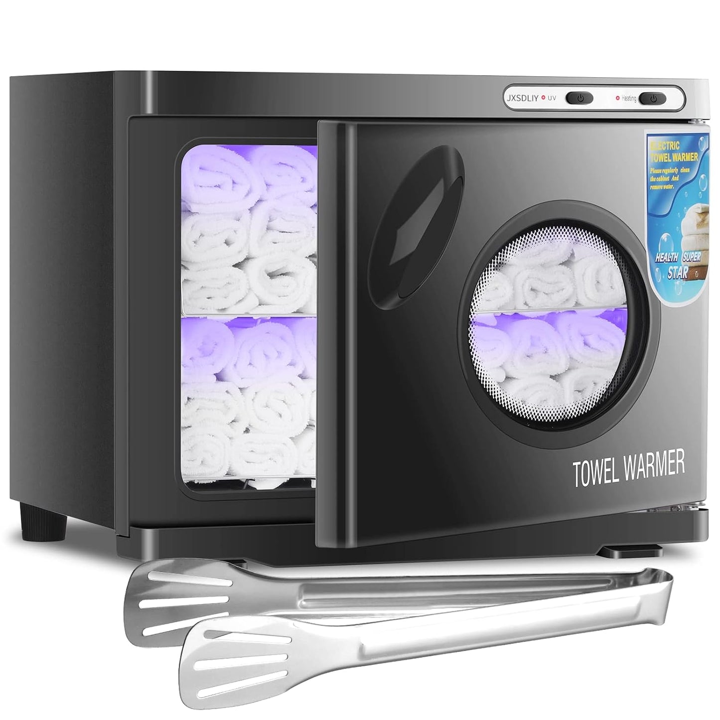 Towel Warmer Cabinet - 23L Large Capacity Hot Towel Heater with LED Light | Quick Heating for Spa & Salon (Black)