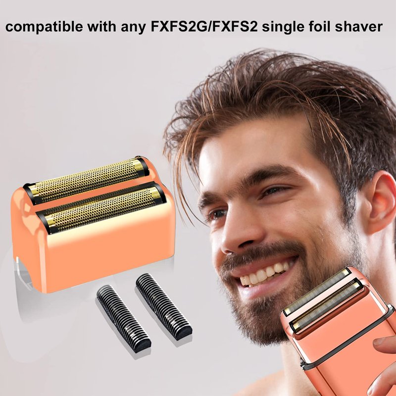 3 pack Professional Replacement Foil and Cutters for BaBylissPRO Barberology Double Foil Shaver, Compatible with BaBylissPRO Barberology FXFS2 Shaver，GoldRose Gold