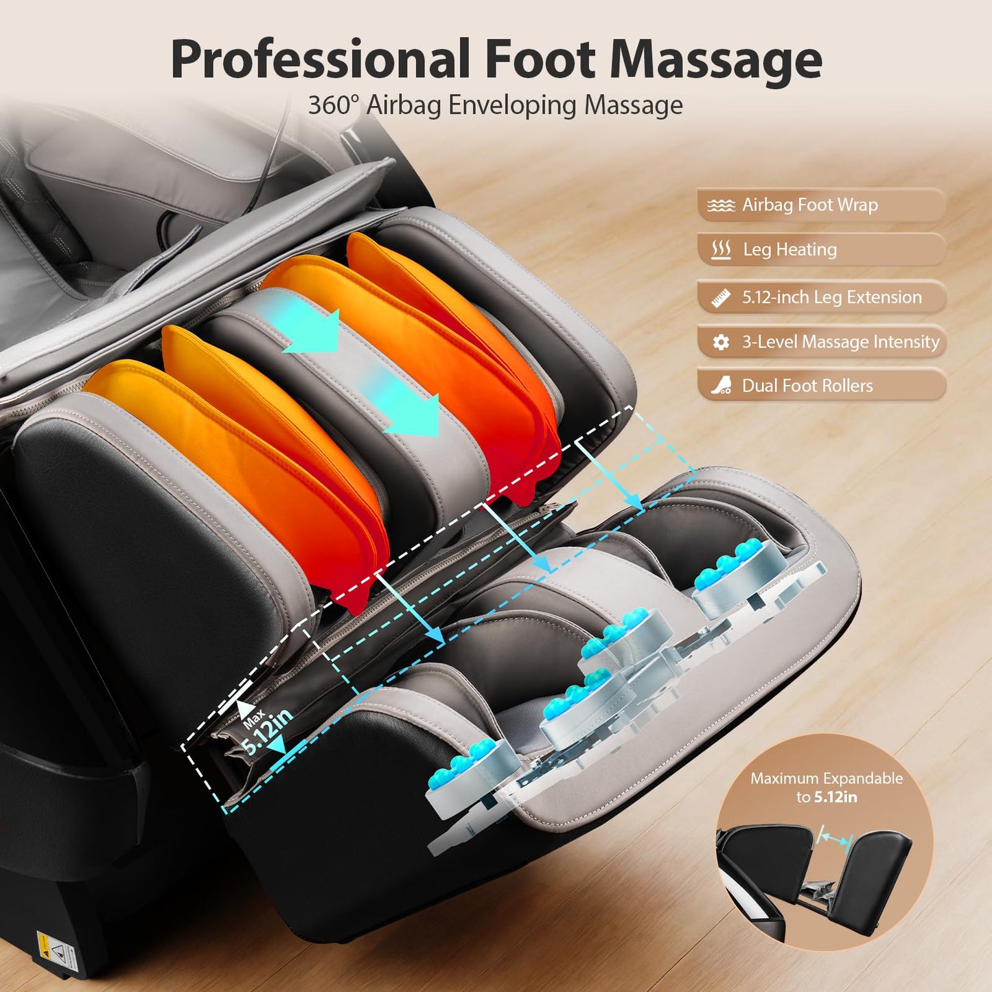 Gethope 4D Massage Chair Full Body - 53.2" Ultra Long SL-Track Massage Chair Zero Gravity Massage Recliner with Foot Roller, 10 Modes 6 Technique, 32 Airbags, 3 Core Heating, AI Voice, Yoga Stretch
