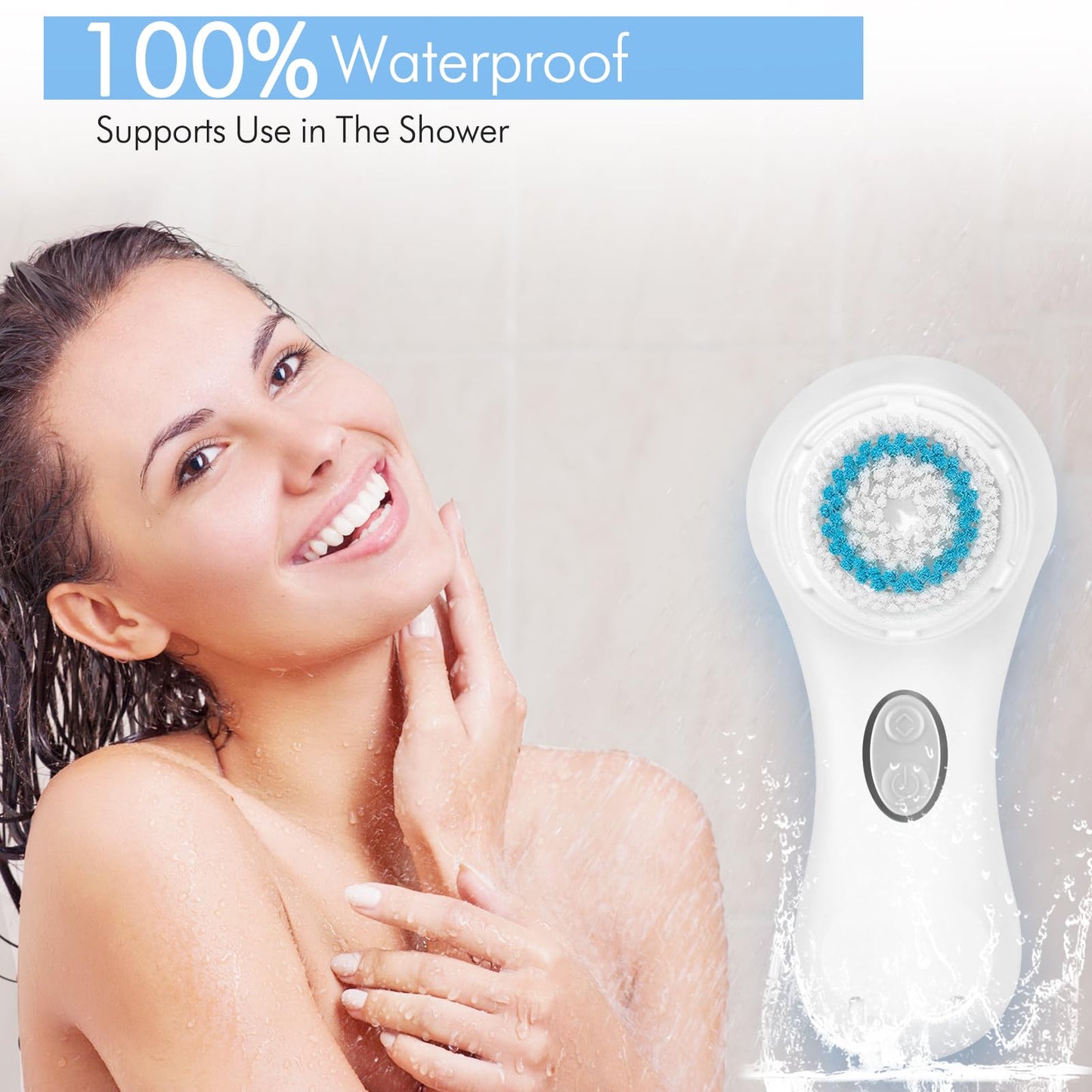Microtree Electric Facial Cleansing Brush, No Rotation, Sonic Vibrating Rechargeable Face Scrubber Exfoliator, 2 Speeds for Gentle Clean, Face Brushes for Cleansing, Waterproof Face Wash Brush