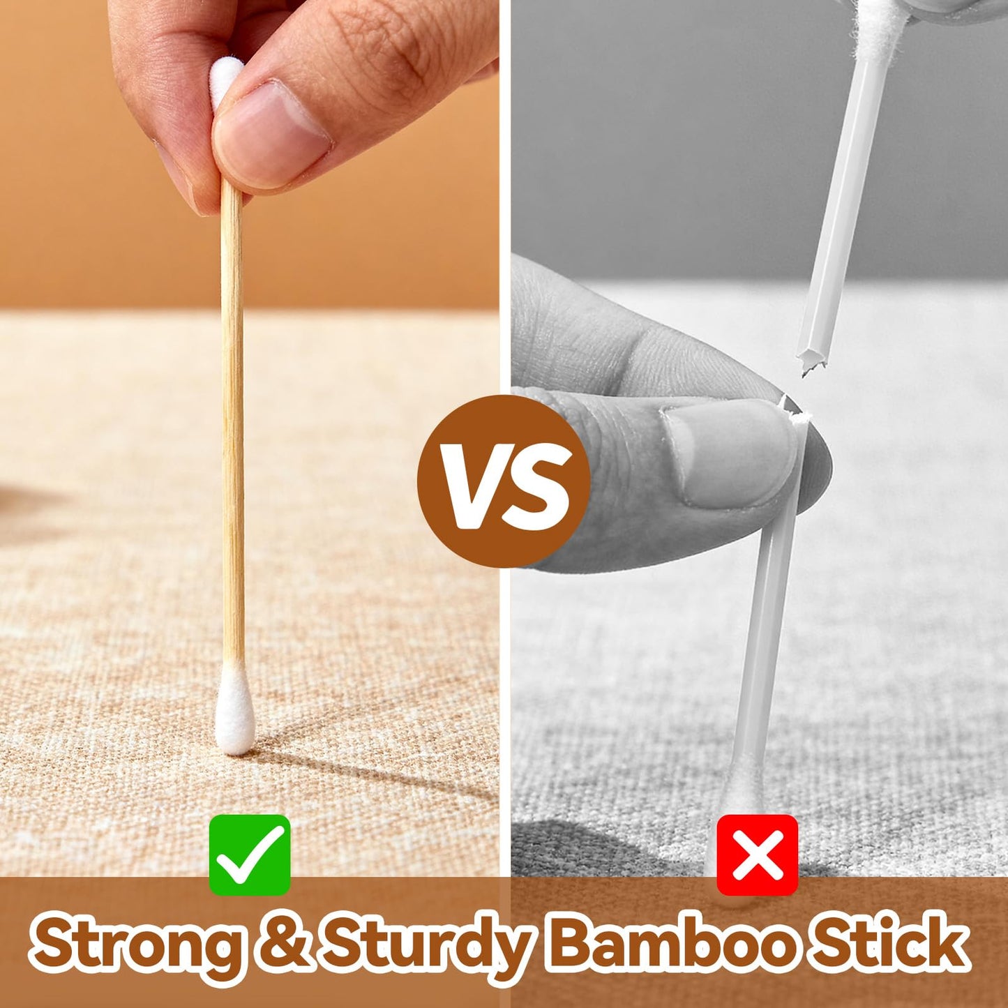 YD WINGTAI Bamboo Cotton Swabs 500 Count Natural Buds 100% Biodegradable Organic Wooden Sticks for Ears Makeup Safety Mouth Travel Clean Skin Club