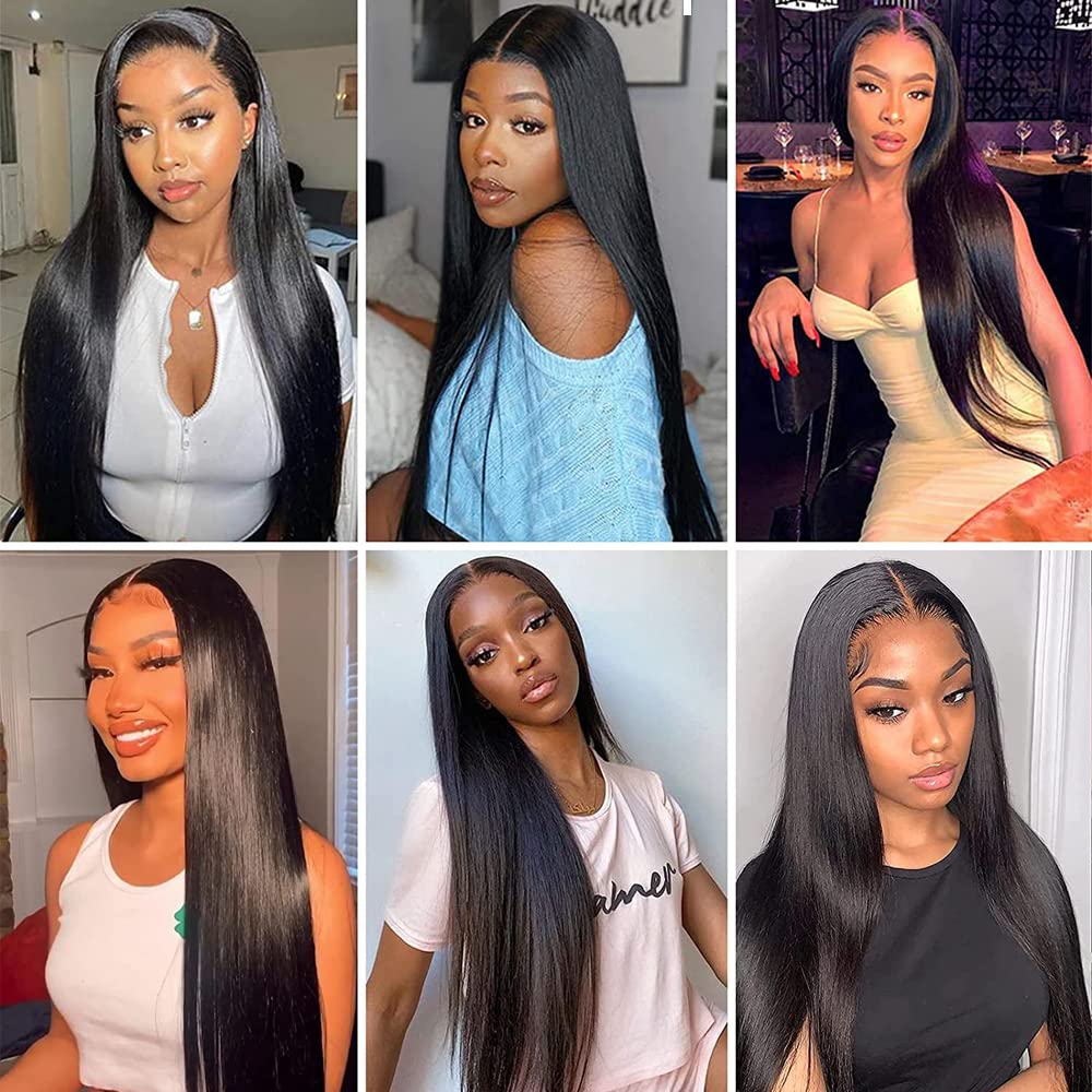 30 32 34 Inch Straight Bundles Human Hair Black Human Hair Bundles Straight Color 1B Bundle Unprocessed Natural Black Bundle 150g