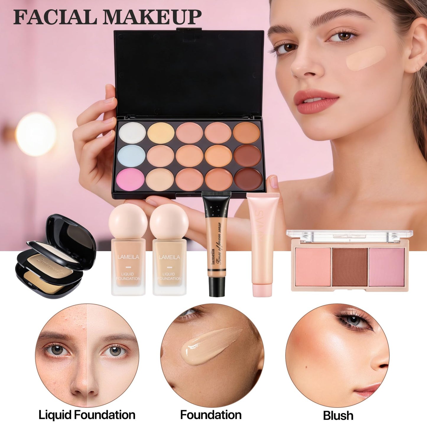 All in One Makeup Kit for Women Full Kit, Travel Makeup Set, Make up Foundation Eyeshadow Palette Concealer Lipstick Eyeliner Cosmetic Brushes Makeup Gift Set for Women Teen Girls