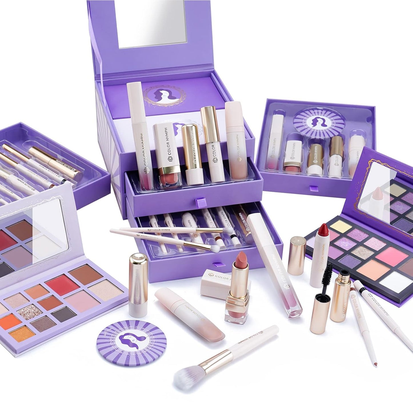 Color Nymph Makeup Kit for Tweens - Complete Pink Starter Set with Eye Shadow, Lipstick, Blush & Brushes