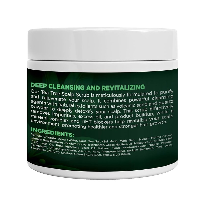 Tea Tree Scalp Scrub - Itchy & Dry Scalp Relief with Tea Tree Oil, Quartz & Sea Salt | Exfoliates & Supports Healthy Hair Growth (Pack of 2)