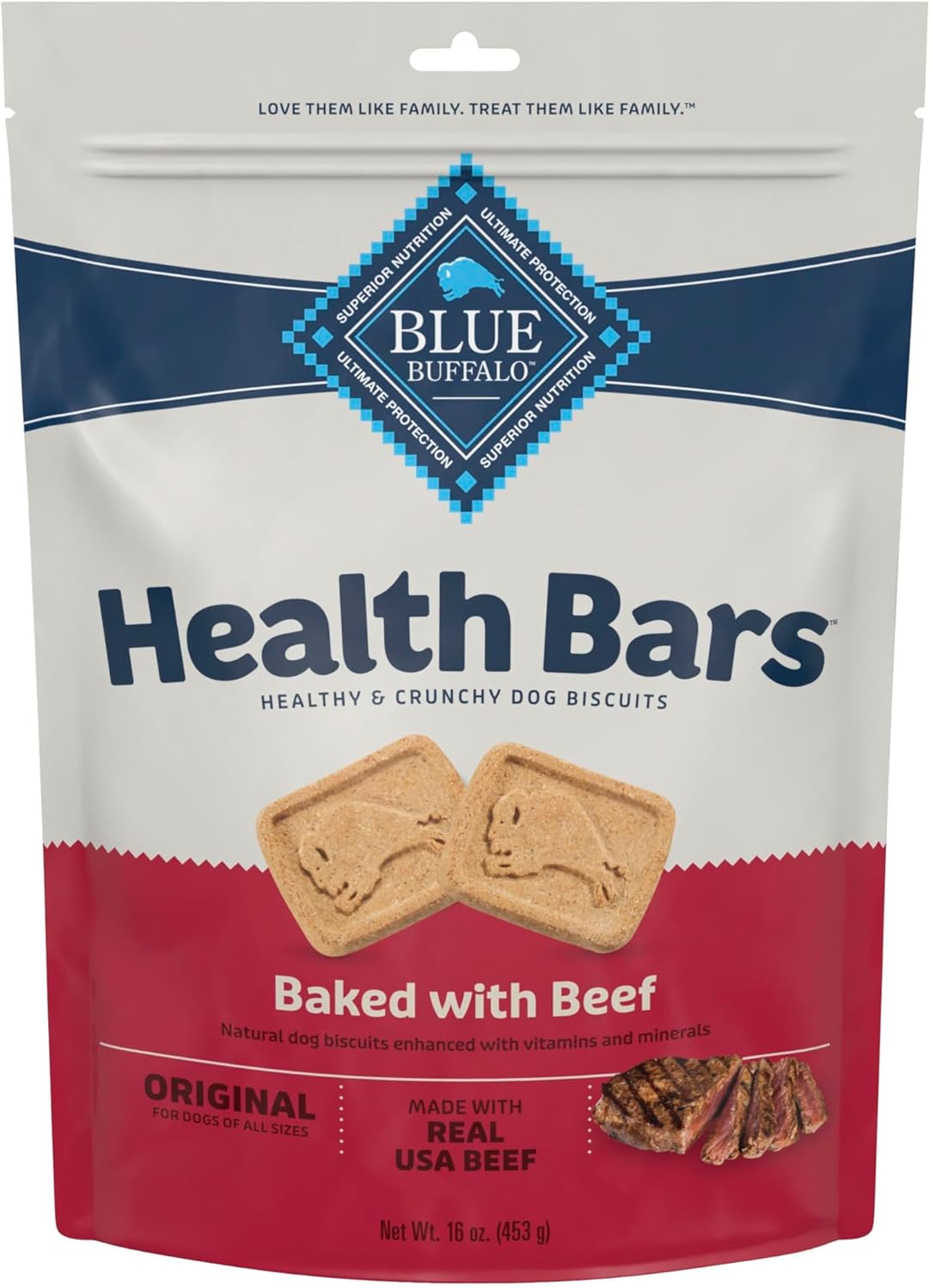 Blue Buffalo Dog Treats - Pumpkin & Cinnamon Crunchy Health Bars | Oven-Baked, Natural Ingredients, 16 oz.