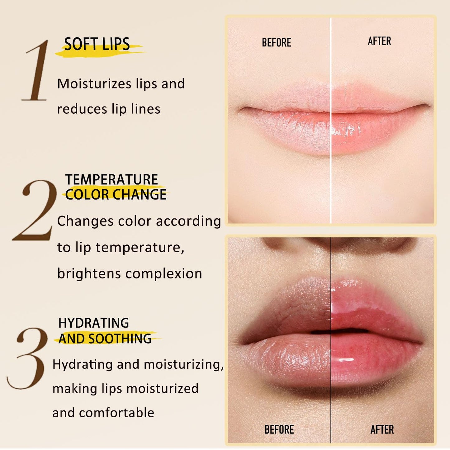 Color Changing Lipstick, Clear Lipstick That Changes Color,Long Lasting 24 Hours Moisturizing Glossy Shine Lip Gloss for Women