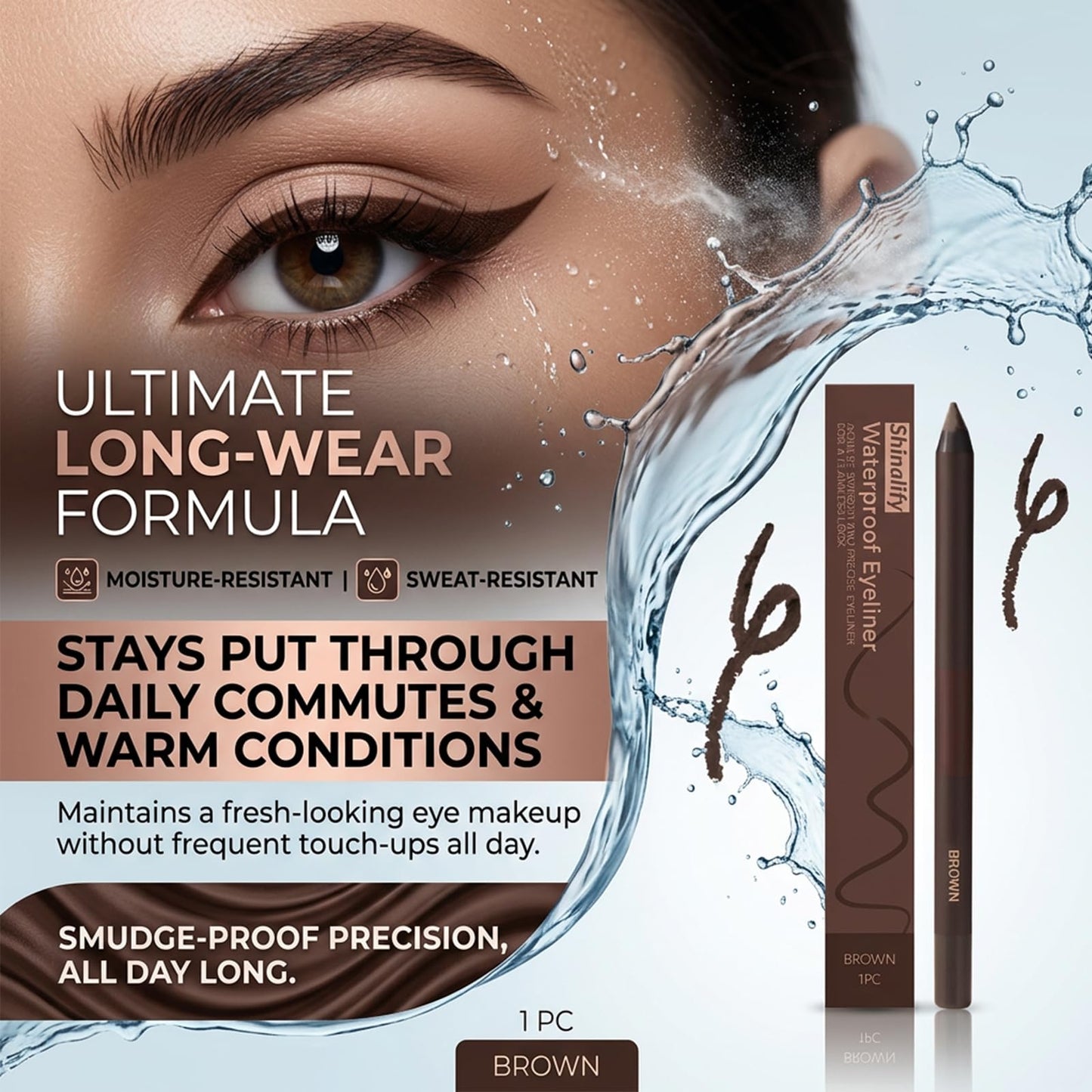 Shinalify Eyeliner, Long-Lasting & Waterproof, 2-in-1 Eyeshadow Liner Stick, Smooth Application for Natural Eye Makeup Look (Chocolate)