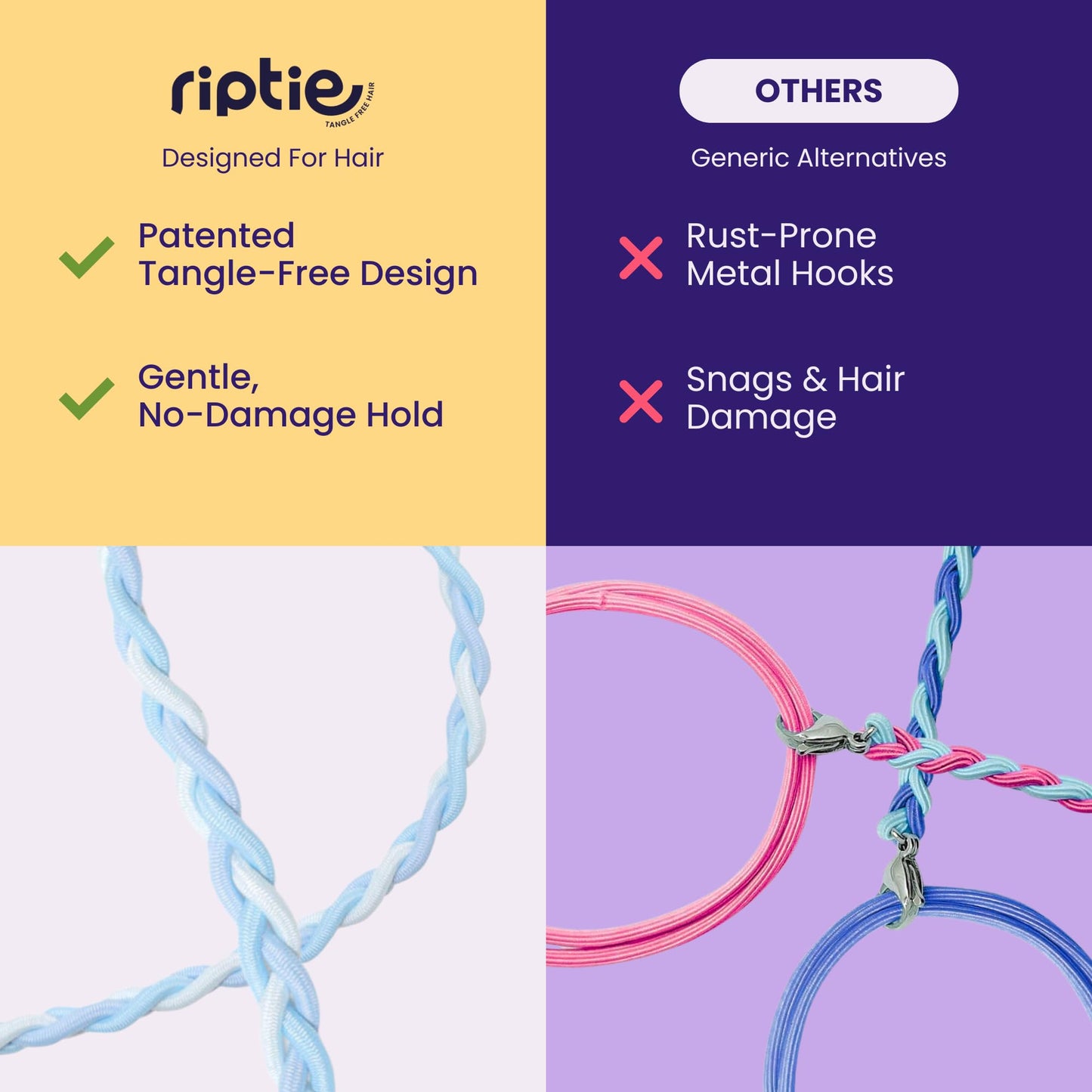 Rip Tie Soft Tangle-Free Hair Tie for Women, Nylon Hair Elastic, Colorful Hair Accessory - As Seen on Shark Tank - Tropical (Summer Sky, Pack of 1)