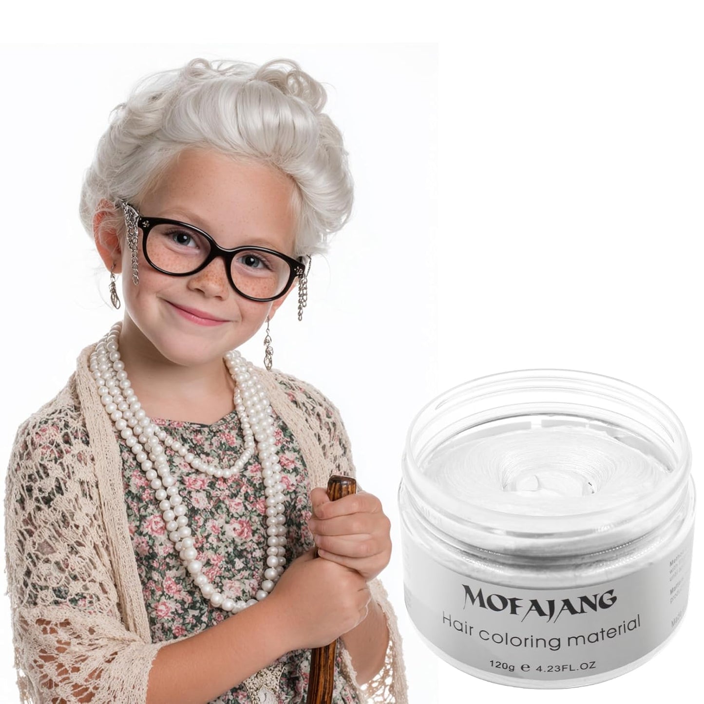 White Hair Color Wax - 4.23 oz Natural Hair Styling Pomade for Cosplay & Parties | Ash Color