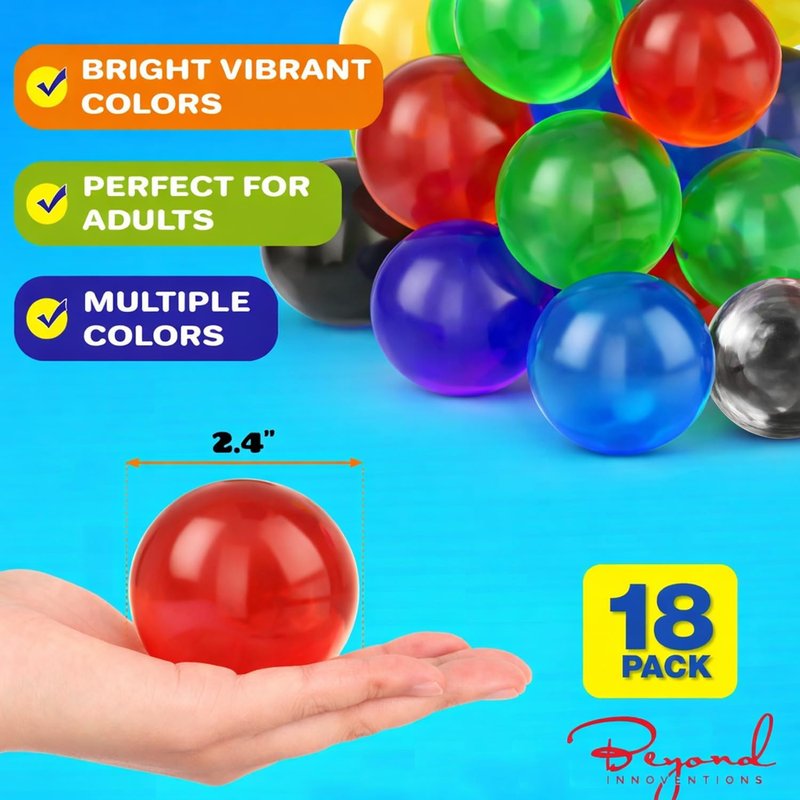 Stress Balls for Adults - 18 Pack XL Fidget Toys for Anxiety Relief | Calming Squishy Balls for Autism & ADHD