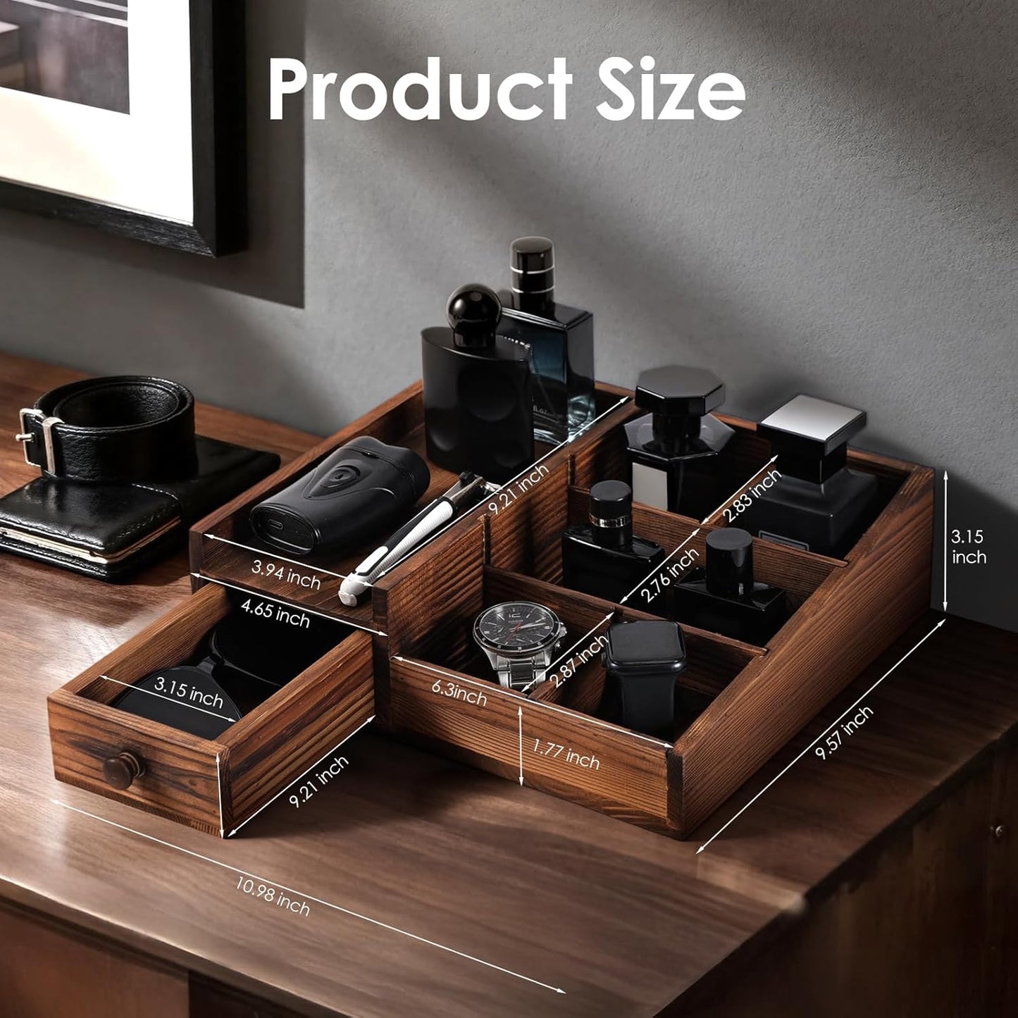 Cologne Organizer for Men - Stylish Perfume Stand with Elegant Design | Bathroom Countertop Decor
