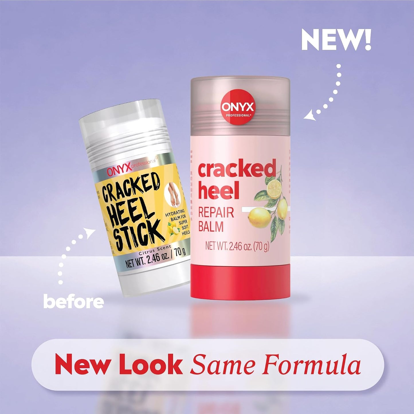 Onyx Cracked Heel Repair Balm Stick - Moisturizing Treatment for Dry Feet | Citrus Scent, 2-Pack