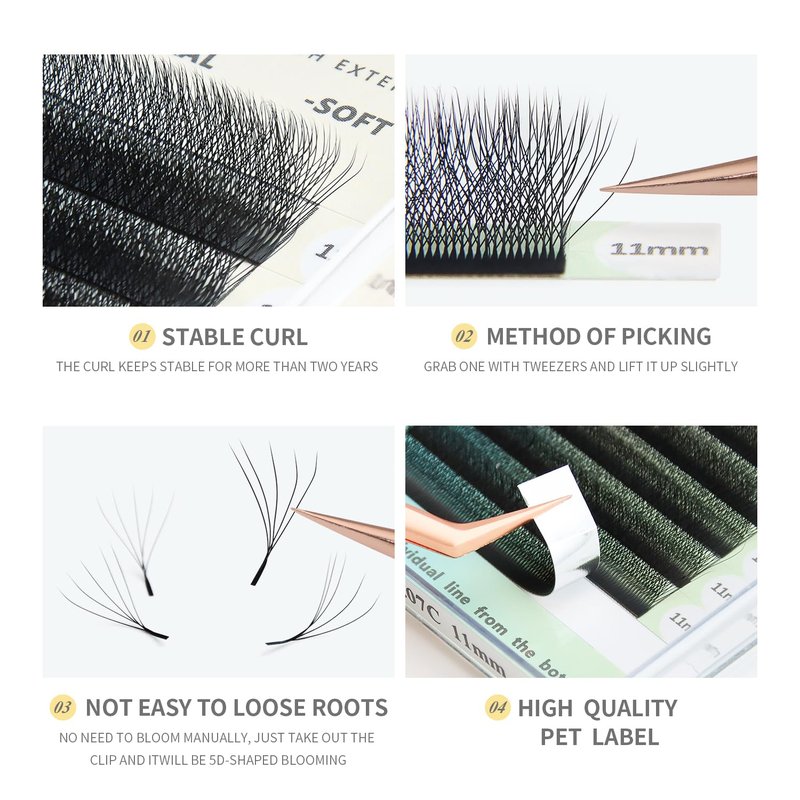 ANNAFRIS 5D Premade Fan W Shape Eyelash Extensions Volume Self Fanning False Lashes Makeup Supplies Professional Use Lash Extension