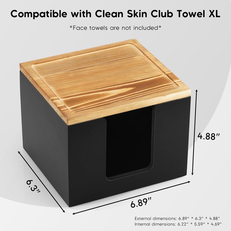 Disposable Face Towel Holder Box - Wooden Makeup Organizer for Vanity | Bathroom Storage Solution (Towels Not Included)