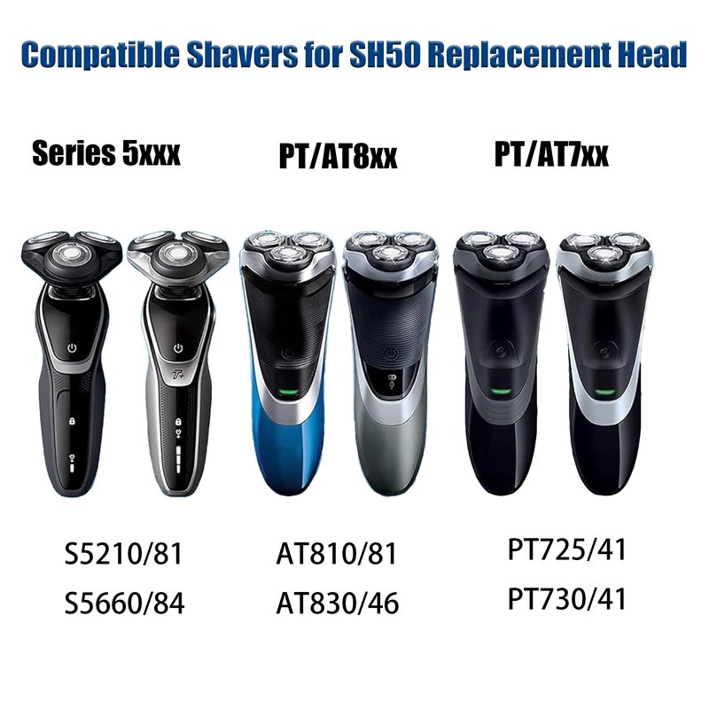 6pcs SH50/52 Replacement Heads Compatible with Philips Norelco Series 5000,Pt8xx, Pt7xx, At8xx, At7xx, S5xxx Elctric Shaver,Replacement Blades for Philips Norelco 5000 Replacement Heads
