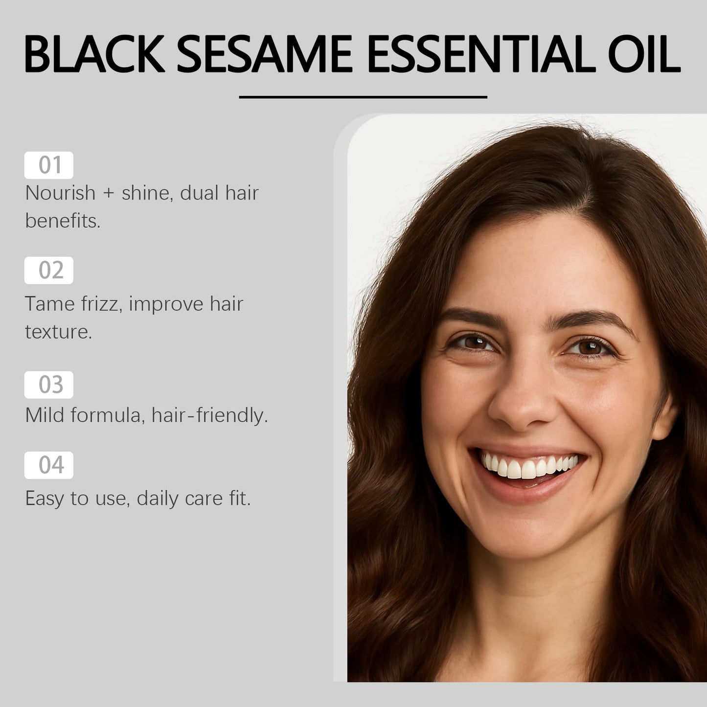 Black Sesame Hair Growth Oil, Volumizing and Moisturizing, Deep Nourishing Treatment for Dry Damaged Hair, Fuller Hair, Reduces Hair Loss & Breakage, All-Natural Formula, 2 fl oz
