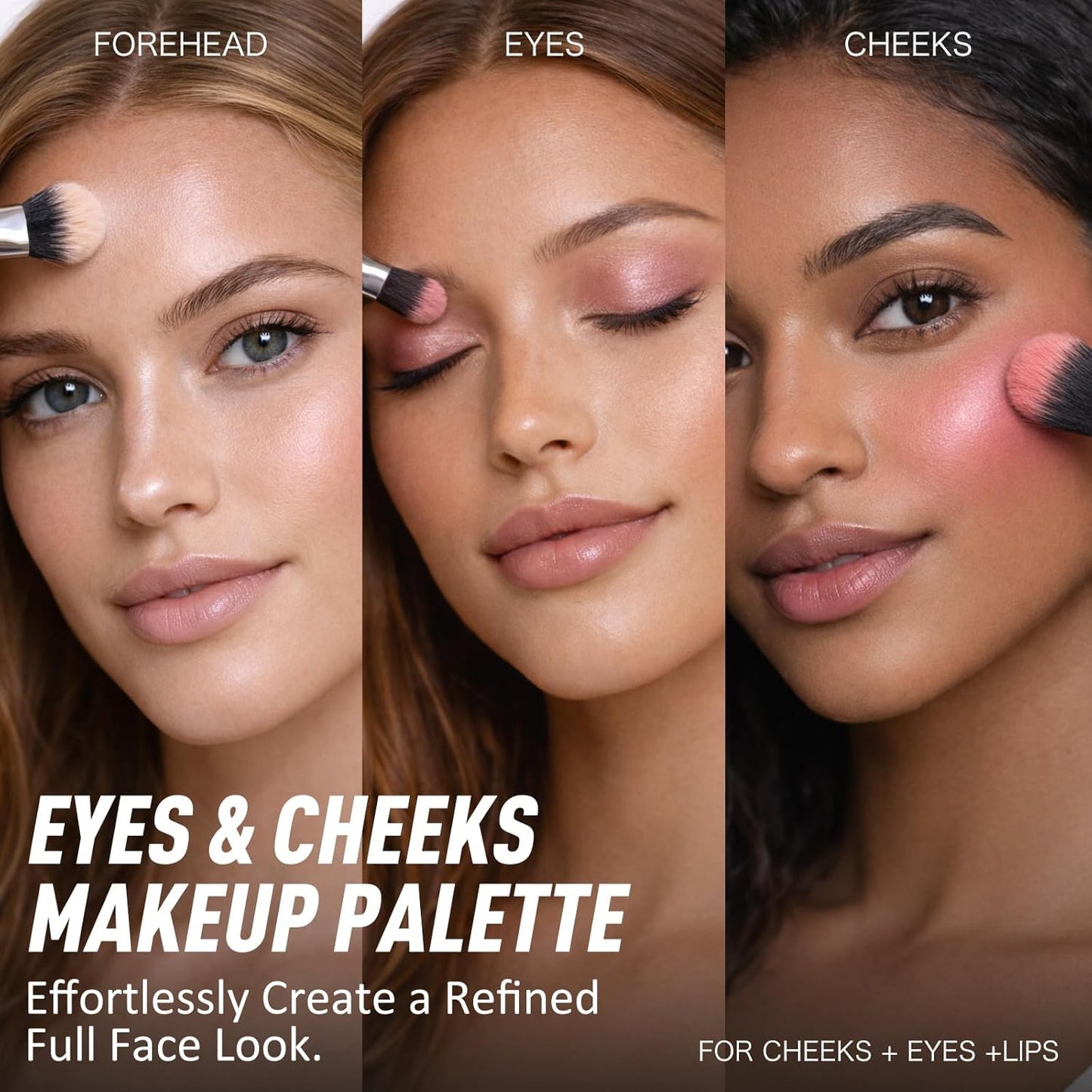 Eyes & Cheeks Makeup Palette - 4-in-1 Eyeshadow, Blush, Highlighter & Bronzer | Smooth Velvet Texture, Travel-Friendly Kit
