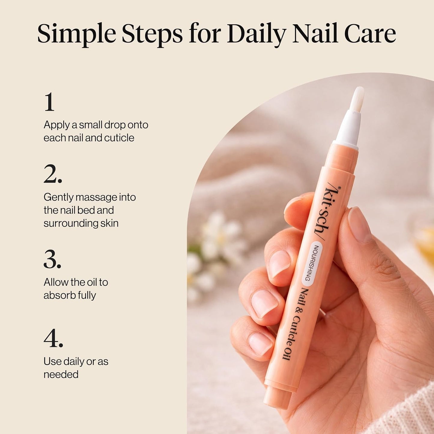 Nourishing Cuticle Oil Pen - Hydrating Jojoba & Vitamin E Formula | Strengthens Dry, Cracked Nails - 2.8ml