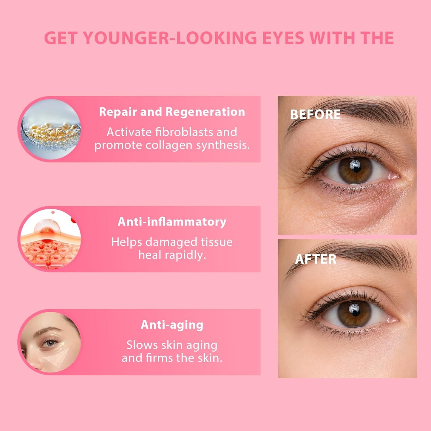 PDRN Collagen Multi Balm Stick & Eye Patches Set - Pink B12 & Caffeine Under Eye Care | 0.32 Oz Balm + 60 Patches